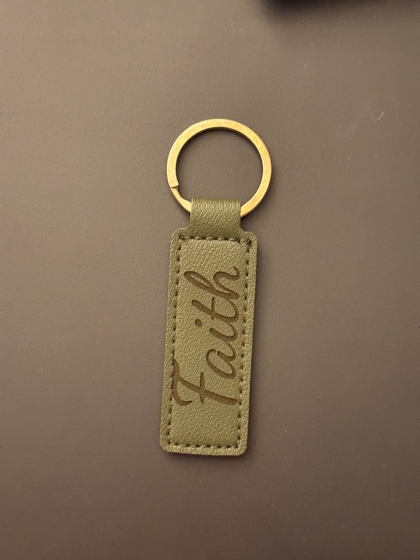 Faith Engraved Leather Keychains