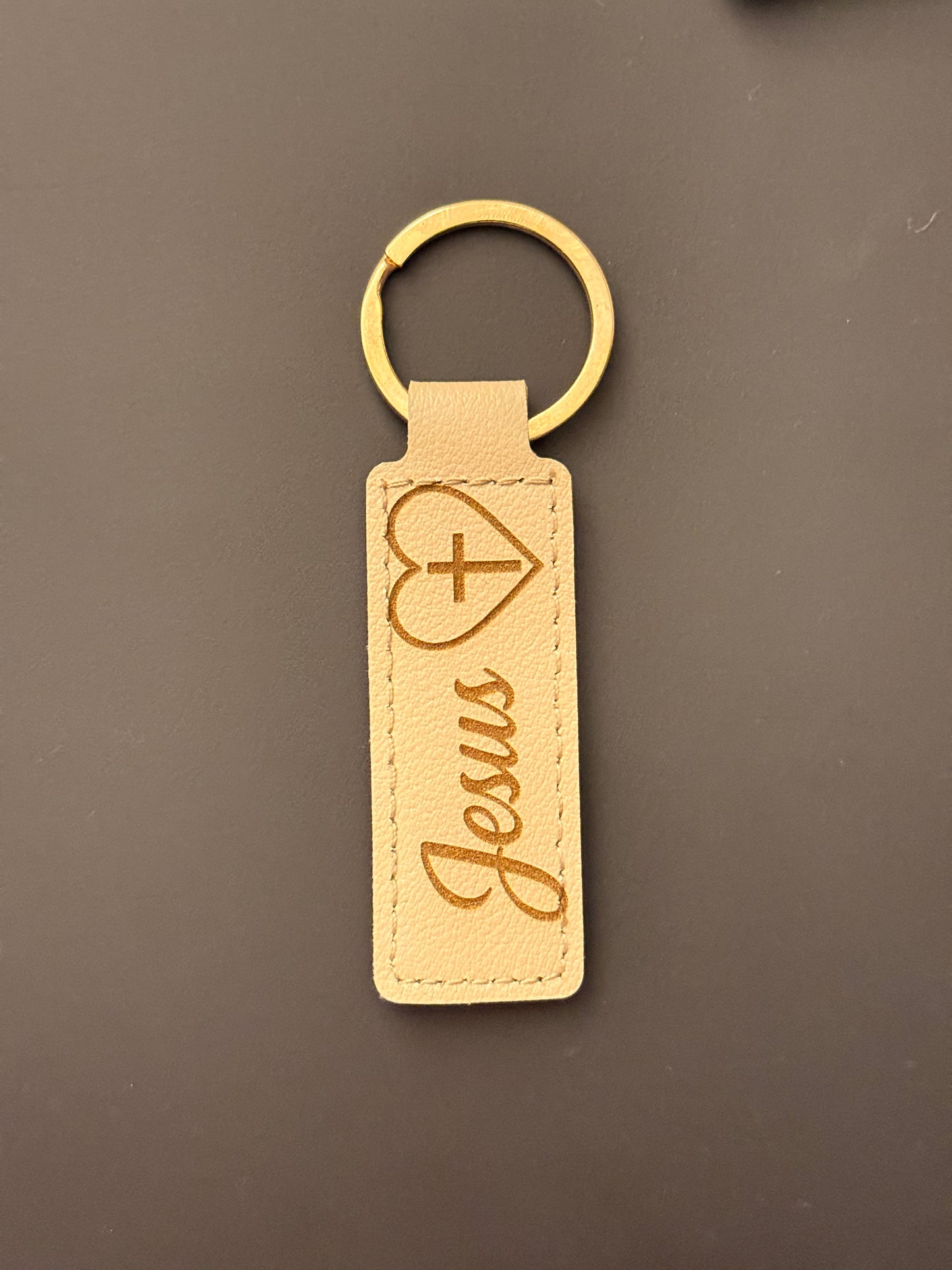 Faith Engraved Leather Keychains