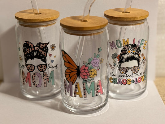 Faith-Filled Mama 16oz Glass Tumbler